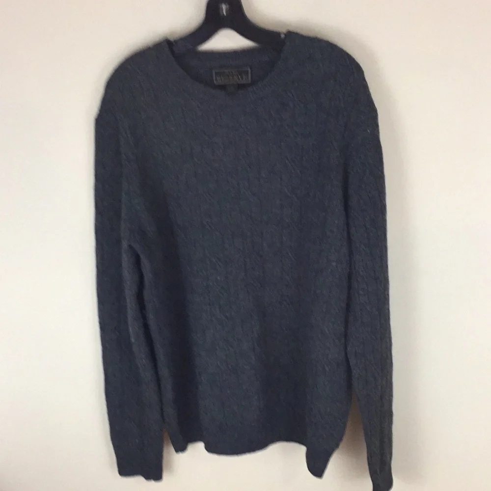 Jos A Banks Reserve Wool Blend Gray Cable Knit Sweater Size Large